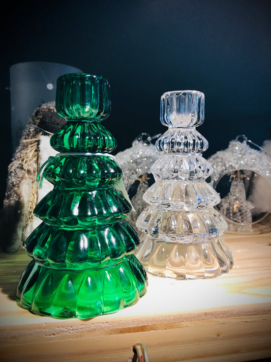 Glass Tree Shaped Candle Holder