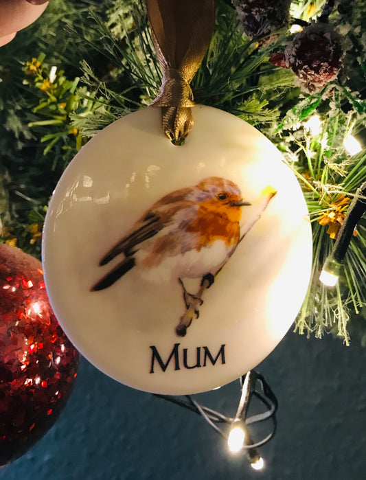 Robin Mum Round Decoration