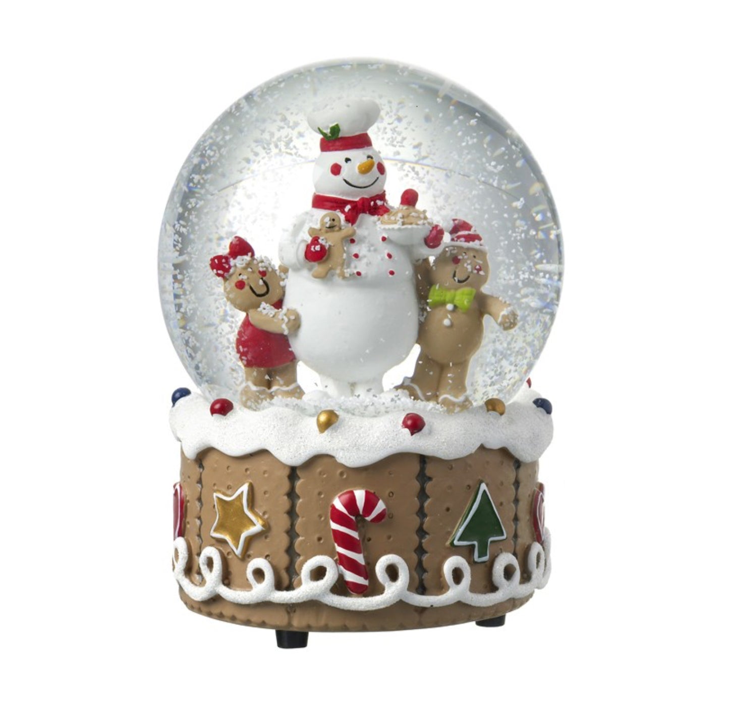 Gingerbread and Snowman Musical Snow Globe