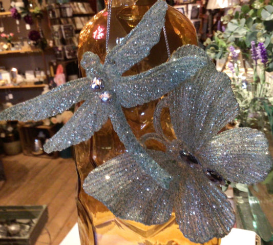 Pale Blue Glitter Acrylic Butterfly / Dragonfly