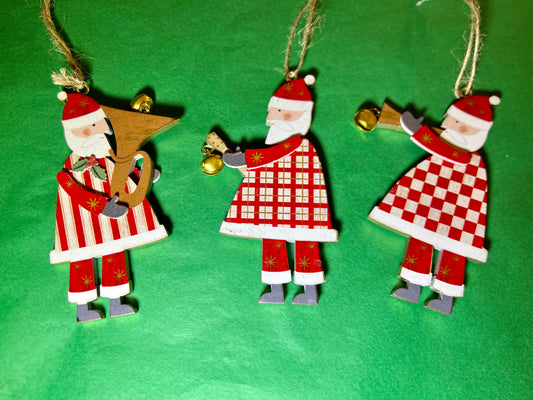 Wooden Santa with Instrument Decoration