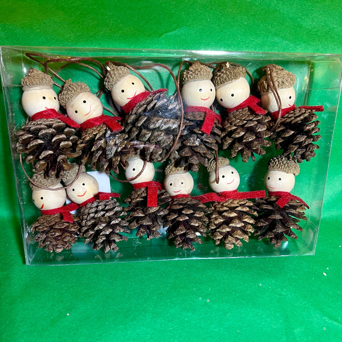 Set of 12 Pine Cone People Decorations