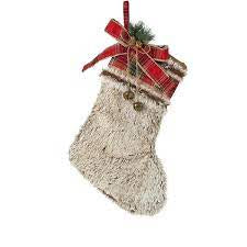 Furry Stocking with Bow and Bells