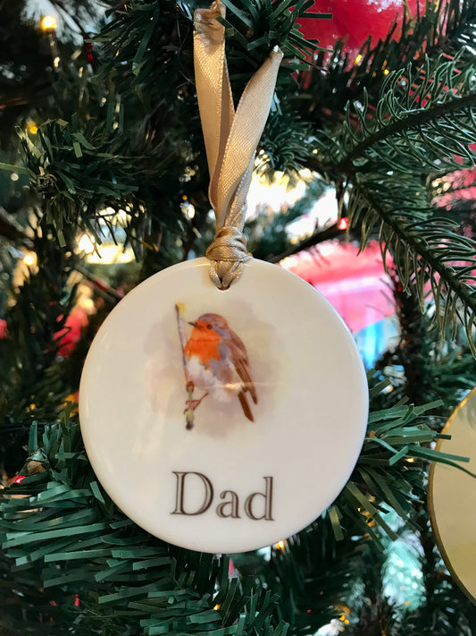 Robin Dad Round Decoration