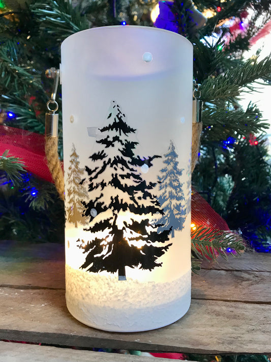 Light up Forest Hanging Glass Lantern