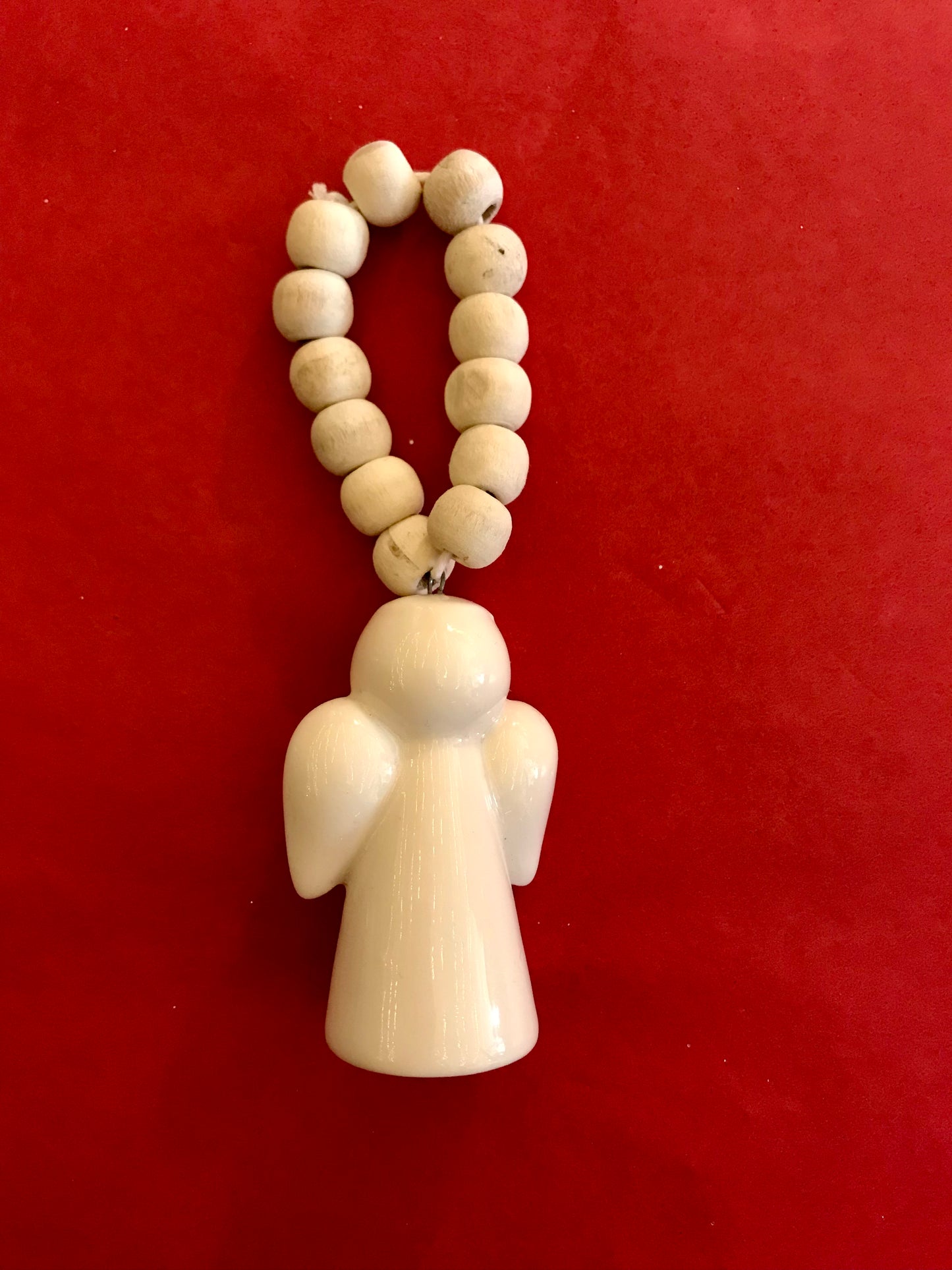 Hanging ceramic Angel with Bead Hanger