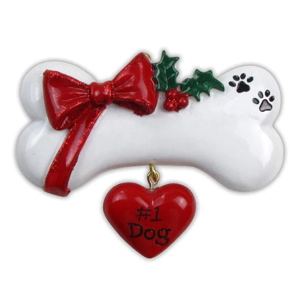 Dog bone with bow  personalised decoration